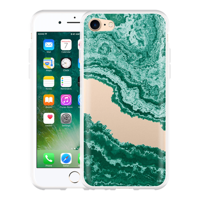 Cazy Hoesje geschikt voor iPhone 7 - Turquoise Marble Art