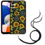 Hoesje met koord Zwart geschikt voor Samsung Galaxy A14 4G/5G Sunflowers