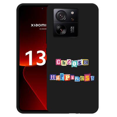 Cazy Hoesje Zwart geschikt voor Xiaomi 13T/13T Pro Choose Happiness