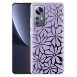Hoesje geschikt voor Xiaomi 12 Pro Abstracte Paarse Bloemen