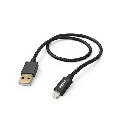 Hama Fabric USB-A naar Lightning kabel - 150cm - Zwart