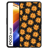 Hoesje Zwart geschikt voor Poco F4 GT - Oranje Bloemen