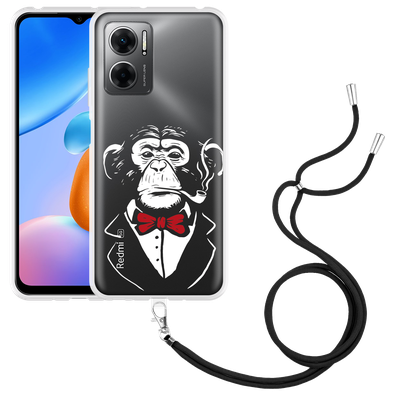 Cazy Hoesje met koord geschikt voor Xiaomi Redmi 10 5G Smoking Chimp