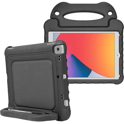 Cazy Kinderhoes geschikt voor iPad 2021 (9th Gen)/2020 (8th Gen)/iPad 2019 (7th Gen) - Kids Case Ultra - Met Screenprotector - Zwart