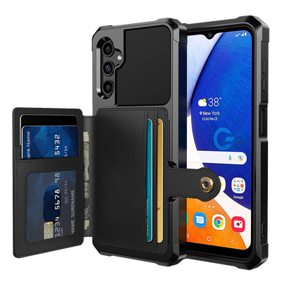 Cazy Magnetic Card Hoesje geschikt voor Samsung Galaxy A14 4G/5G - Zwart