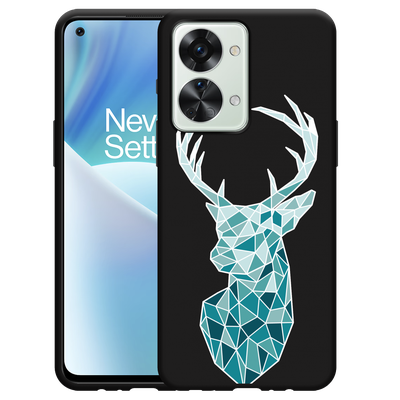 Cazy Hoesje Zwart geschikt voor OnePlus Nord 2T - Art Deco Deer