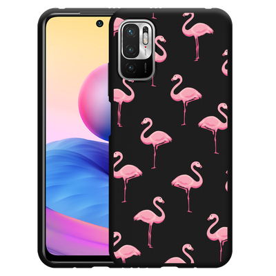 Cazy Hoesje Zwart geschikt voor Xiaomi Redmi Note 10 5G - Flamingo