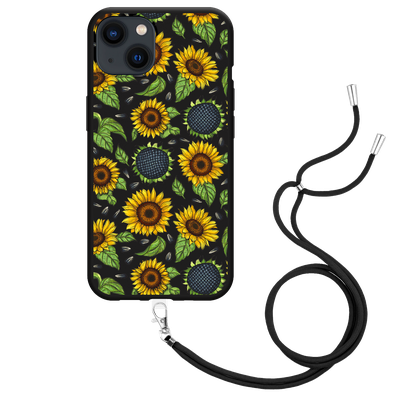 Cazy Hoesje met Koord Zwart geschikt voor iPhone 13 - Sunflowers