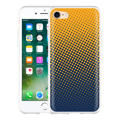 Cazy Hoesje geschikt voor iPhone 7 - Geel Blauwe Cirkels