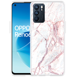 Hoesje geschikt voor Oppo Reno6 5G - White Pink Marble