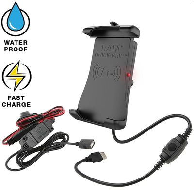 RAM Mounts RAM® Quick-Grip Waterproof Wireless Charging Mount + Voeding - Ball Size B (black)
