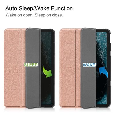 Cazy TriFold Hoes met Auto Slaap/Wake geschikt voor Nokia T20 - Rose Goud