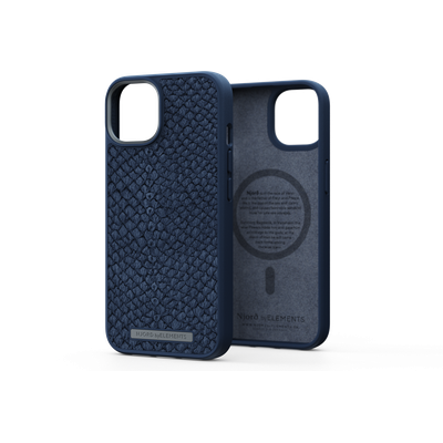 Njord Collections Zalm Leder Case - Hoesje geschikt voor iPhone 14 Plus - Blauw
