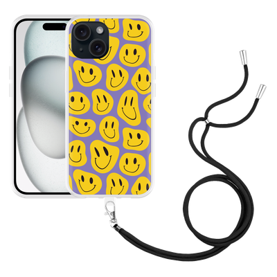 Cazy Hoesje met koord geschikt voor iPhone 15 Smileys