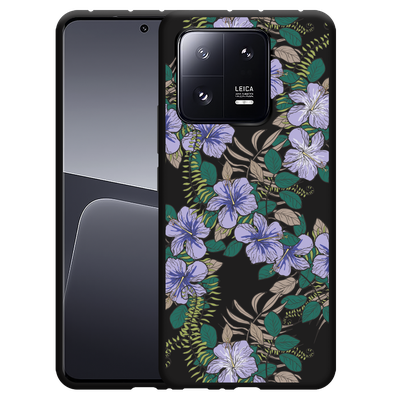Cazy Hoesje Zwart geschikt voor Xiaomi 13 Pro Purple Flowers