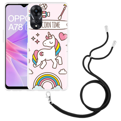 Cazy Hoesje met koord geschikt voor Oppo A78 5G Unicorn Time