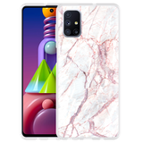 Hoesje geschikt voor Samsung Galaxy M51 - White Pink Marble