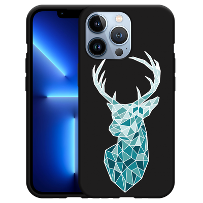 Cazy Hoesje Zwart geschikt voor iPhone 13 Pro - Art Deco Deer