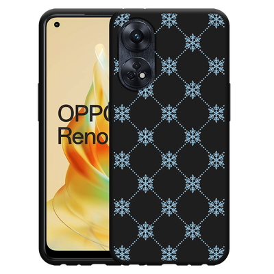 Cazy Hoesje Zwart geschikt voor Oppo Reno8 4G T Snowflake Pattern