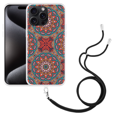 Cazy Hoesje met koord geschikt voor iPhone 15 Pro Max Orientaalse Mandala