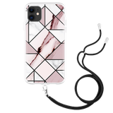 Hoesje met Koord geschikt voor iPhone 11 - Roze Marmer