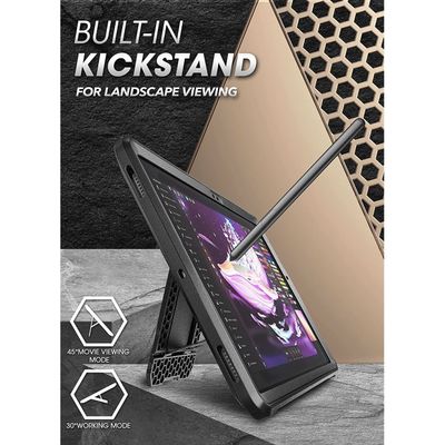 Supcase Unicorn Beetle Pro Hoes geschikt voor Samsung Galaxy Tab A8 - Met ingebouwde screenprotector - Zwart
