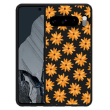 Hoesje Zwart geschikt voor Google Pixel 8 Pro Oranje Bloemen
