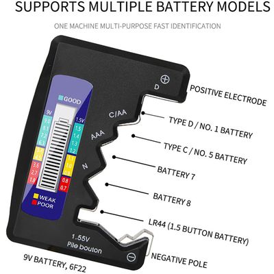 Cazy Batterijen Tester - Geschikt voor C/AA/AAA/D/N/9V/6F22/1.55V - knoop batterijen 