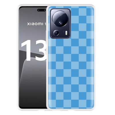 Cazy Hoesje geschikt voor Xiaomi 13 Lite Blauw Dambordpatroon