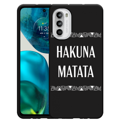Cazy Hoesje Zwart geschikt voor Motorola Moto G52 - Hakuna Matata white