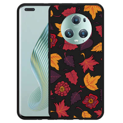 Cazy Hoesje Zwart geschikt voor Honor Magic5 Pro Herfstbladeren