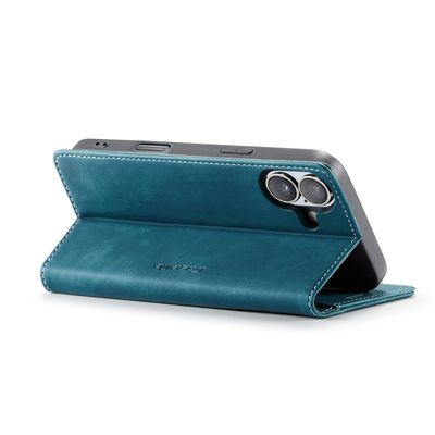 Caseme Hoesje geschikt voor iPhone 16 - Retro Wallet Case - Blauw