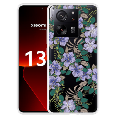 Cazy Hoesje geschikt voor Xiaomi 13T/13T Pro Purple Flowers