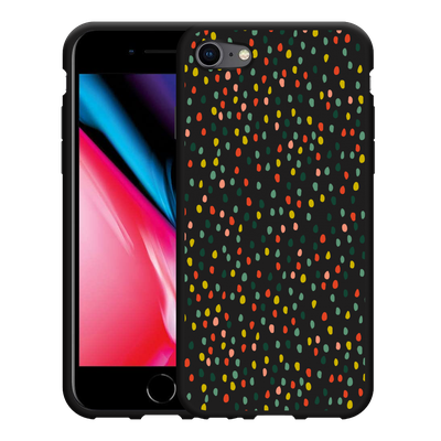 Cazy Hoesje Zwart geschikt voor iPhone SE 2020 - Happy Dots