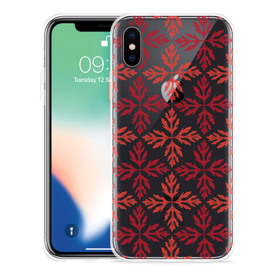 Cazy Hoesje geschikt voor iPhone Xs - Red Leaves Pattern