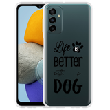 Cazy Hoesje geschikt voor Samsung Galaxy M23 - Life Is Better With a Dog Zwart