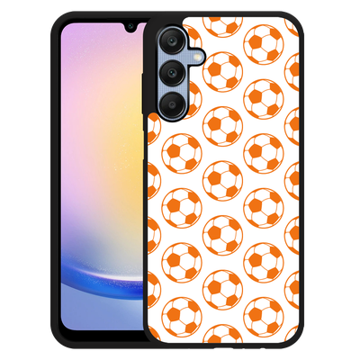 Cazy Hardcase Hoesje geschikt voor Samsung Galaxy A25 Orange Soccer Balls