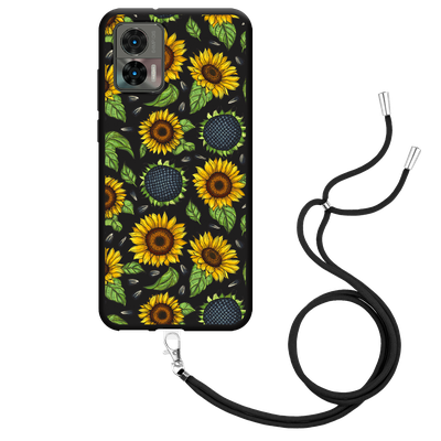 Cazy Hoesje met Koord Zwart geschikt voor Motorola Edge 30 Neo - Sunflowers