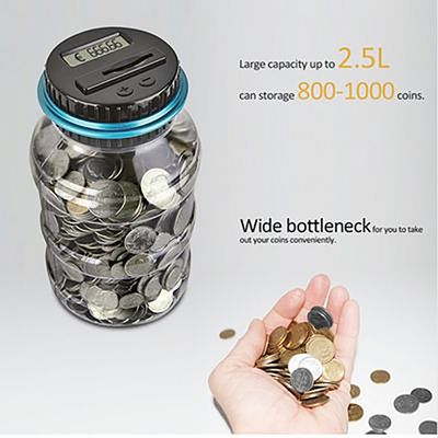 Cazy Digitale Spaarpot Met Munten Teller - geschikt voor EURO munten (1.8L)
