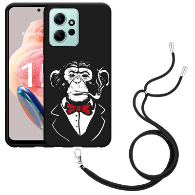 Cazy Hoesje met koord geschikt voor Xiaomi Redmi Note 12 4G Smoking Chimp