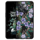Hoesje Zwart geschikt voor OnePlus 10T - Purple Flowers