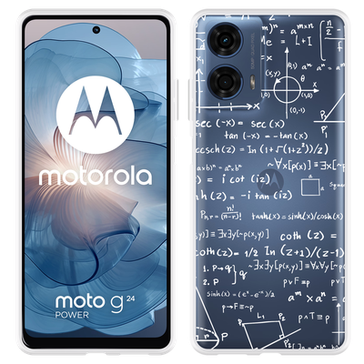 Cazy Hoesje geschikt voor Motorola Moto G04/G04s/G24/G24 Power Wiskunde Wit