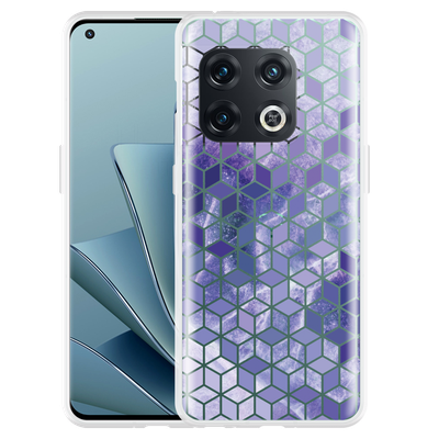 Cazy Hoesje geschikt voor OnePlus 10 Pro - Paars Hexagon Marmer