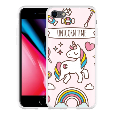 Cazy Hoesje geschikt voor iPhone 8 - Unicorn Time