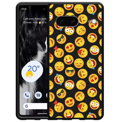 Cazy Hoesje Zwart geschikt voor Google Pixel 7 - Emoji