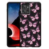 Hoesje Zwart geschikt voor Motorola ThinkPhone Roze Vlinders