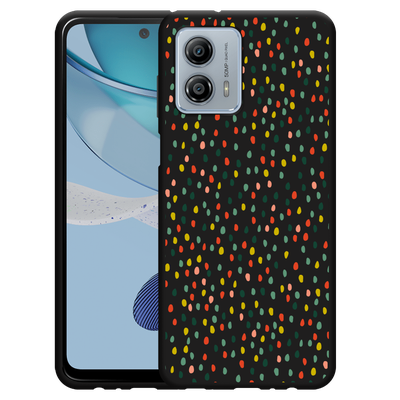 Cazy Hoesje Zwart geschikt voor Motorola Moto G53 5G Happy Dots