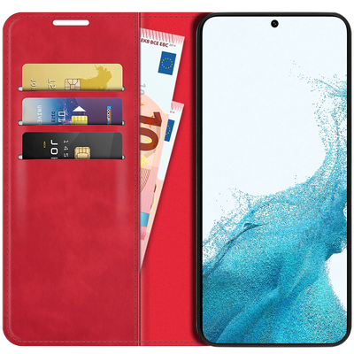 Cazy Wallet Magnetic Hoesje geschikt voor Samsung Galaxy S22+ - Rood