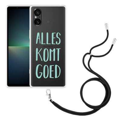 Cazy Hoesje met koord geschikt voor Sony Xperia 5 V Alles Komt Goed