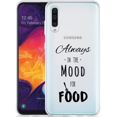 Cazy Hoesje geschikt voor Samsung Galaxy A50 - Mood for Food Black